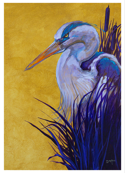 Blue Heron in Cattails Note Cards