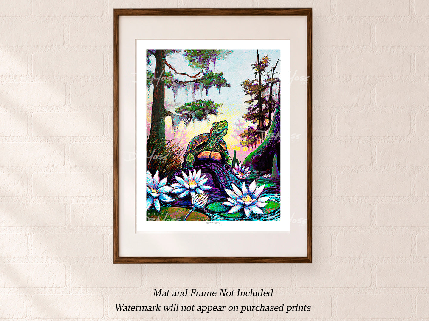 Turtle Sunrise | Turtle Wall Art Print, Louisiana Swamp Print,