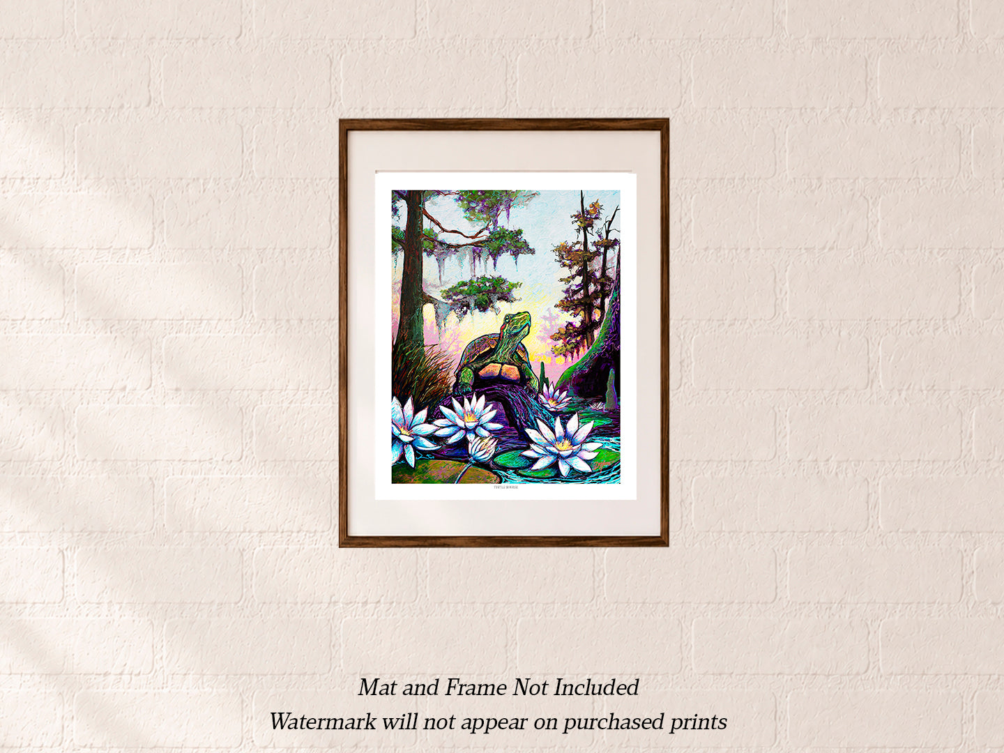 Turtle Sunrise | Turtle Wall Art Print, Louisiana Swamp Print,